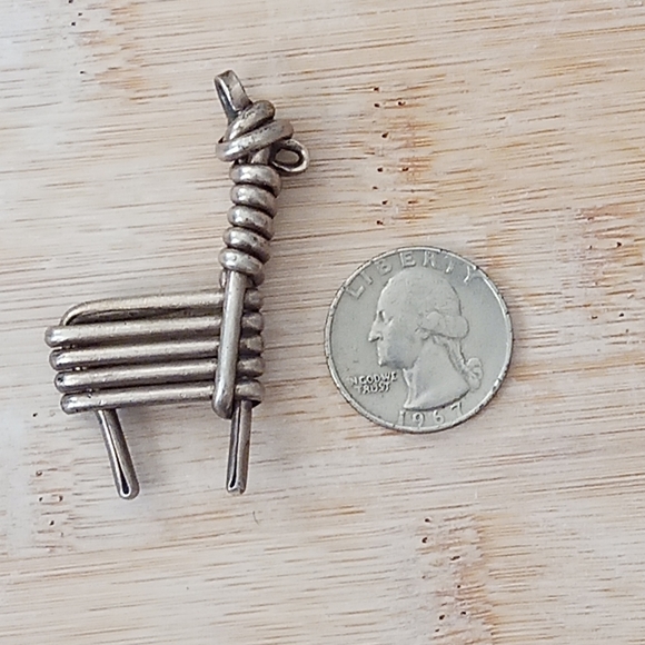 Vintage Sterling Silver Large Wire Wrapped Figural Pendant - Picture 3 of 7